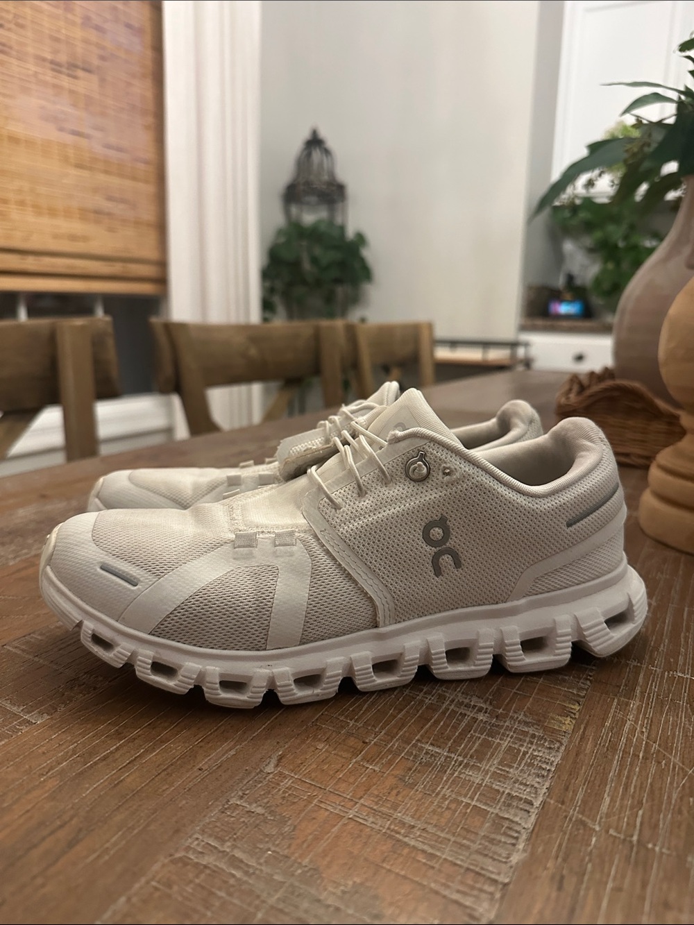 On Cloud 5 All White Athletic Sneakers